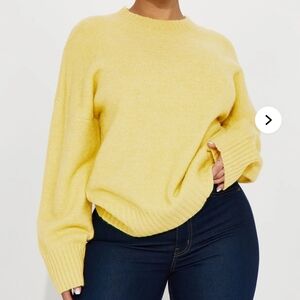 Sunny Yellow Women's Crew Neck Sweater, Fits Like a Large